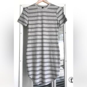 Striped Grey Short Sleeve Dress